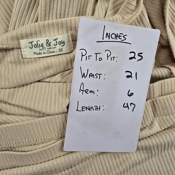 Jolie Joy Midi Dress Womens 3X Plus Beige Bodycon 2 Piece Bandeau Ribbed Stretch - Picture 6 of 8